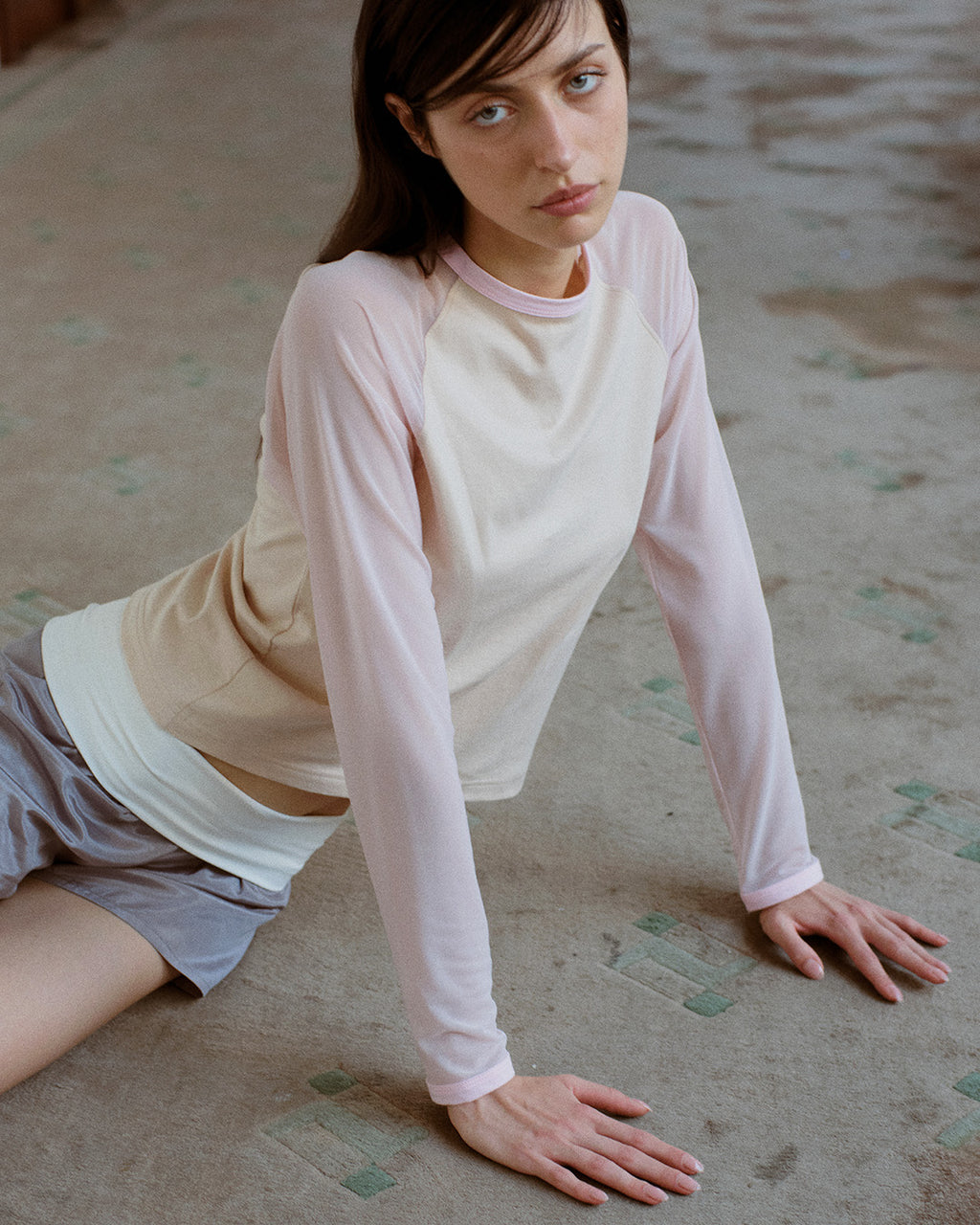 Mesh Raglan Long Sleeve Tee